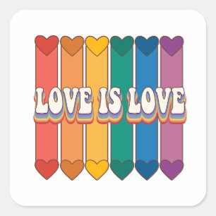 Liebe ist Liebe - LGBTQ-Stolz mit Regenbogen (2) Quadratischer Aufkleber