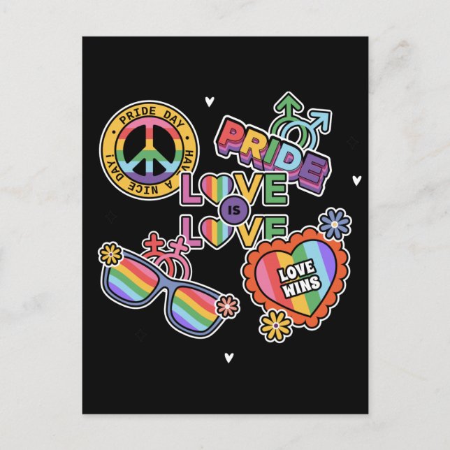 Liebe ist Liebe. Liebe gewinnt. LGBT+Stolz. Postkarte (Vorderseite)