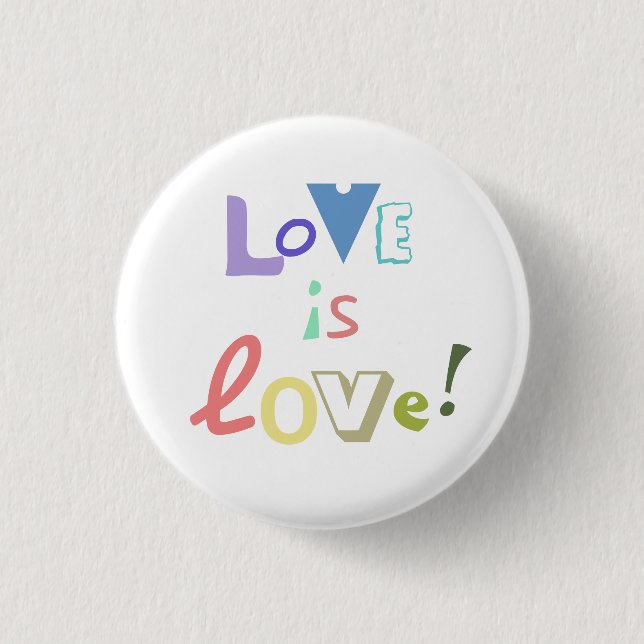 Liebe ist Liebe - Massiver Regenbogen Modern Button (Vorderseite)