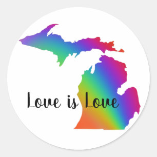 Liebe ist Liebe   Michigan-Preis Runder Aufkleber