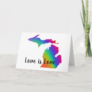 Liebe ist Liebe Michigan Stolz Regenbogen Karte
