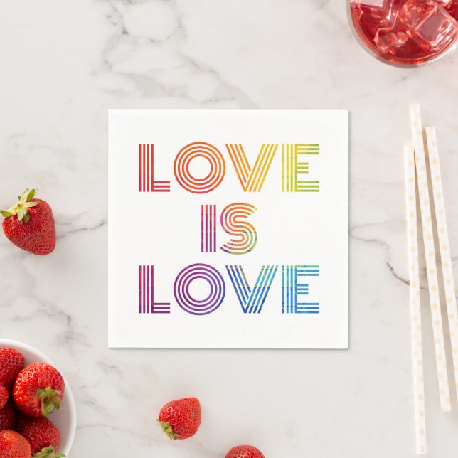 Liebe ist Liebe | Moderne Streifen Serviette (Beispiel)