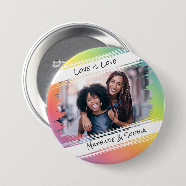 Liebe ist Liebe Moderner Regenbogen Fügen Sie Ihr  Button (Vorne & Hinten)
