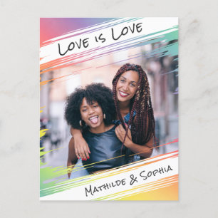 Liebe ist Liebe Moderner Regenbogen Fügen Sie Ihr Postkarte