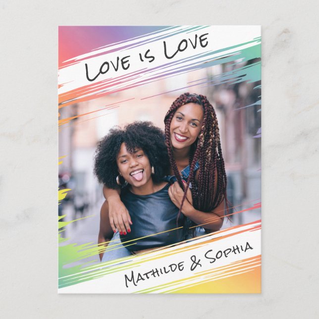 Liebe ist Liebe Moderner Regenbogen Fügen Sie Ihr  Postkarte (Vorderseite)