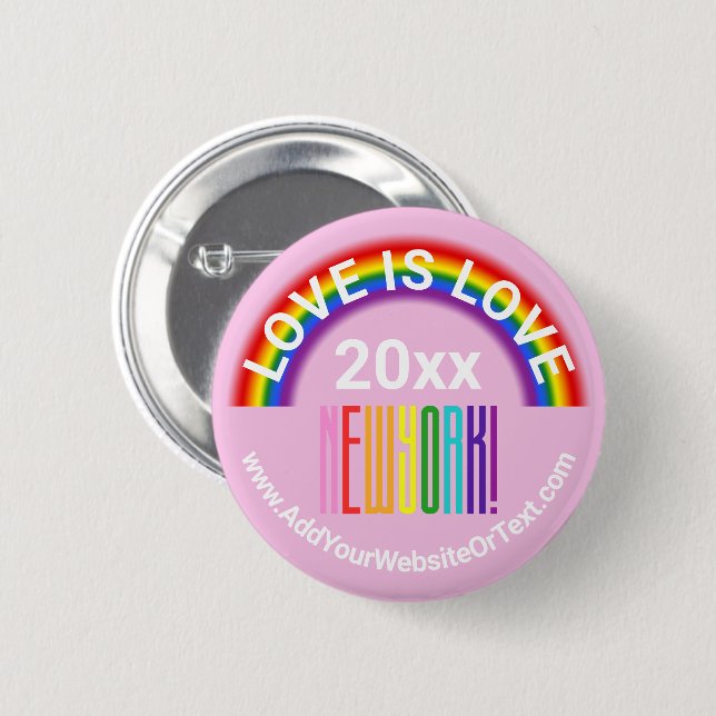 Liebe ist Liebe New York Pride LGBT Rainbow Gay Pa Button (Vorne & Hinten)