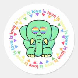 Liebe ist Liebe Niedlich Elephant LGBT Pride Monat Runder Aufkleber
