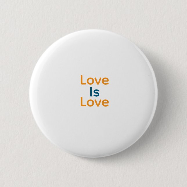 Liebe ist Liebe orange blauer Stolz LGBTQ Gay Button (Vorderseite)
