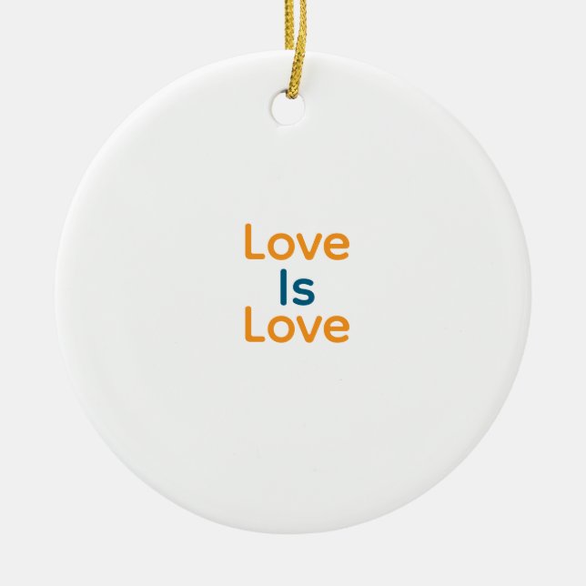 Liebe ist Liebe orange blauer Stolz LGBTQ Gay Keramik Ornament (Vorne)