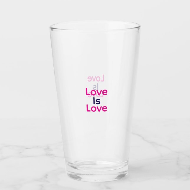 Liebe ist Liebe pink lila farbigen Stolz LGBTQ Gay Glas (Vorderseite)