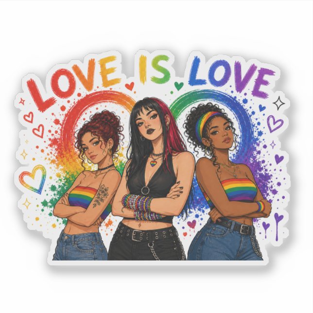 Liebe ist Liebe Pride Aufkleber (Vorderseite)