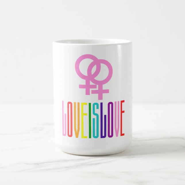 Liebe ist Liebe Pride Rainbow Flag Text farbig Kaffeetasse (Mittel)