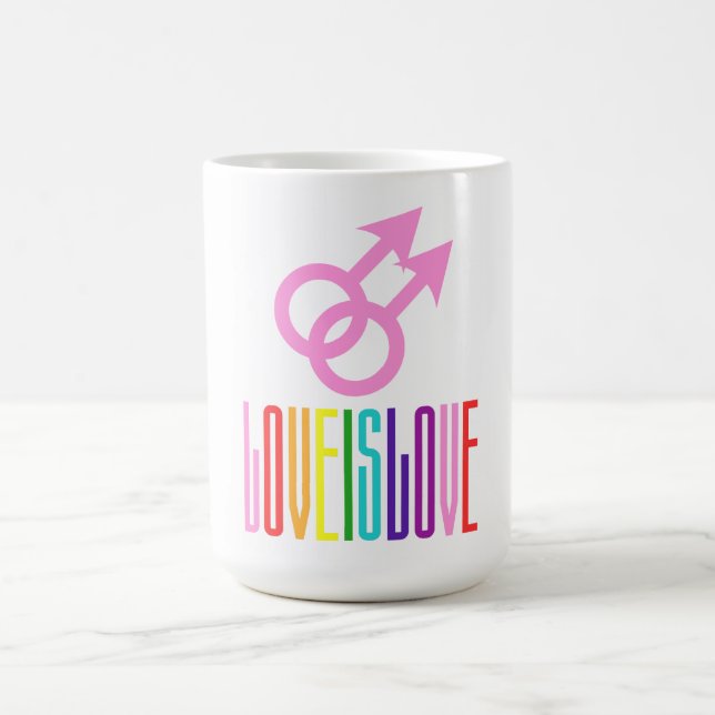 Liebe ist Liebe Pride Rainbow Flag Text farbig Kaffeetasse (Mittel)