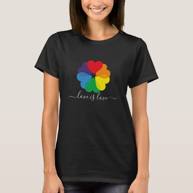 Liebe ist Liebe Pride Rainbow Hearts LGBTQ T-Shirt (Vorderseite)