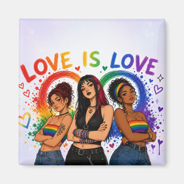 Liebe ist Liebe Pride Square Magnet (Vorne)