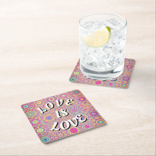 Liebe ist Liebe Pride Square Papier Untersetzer