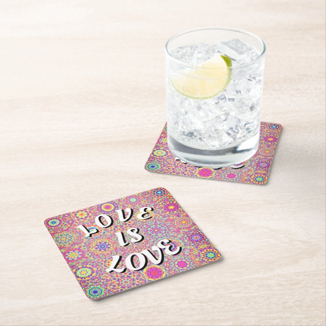 Liebe ist Liebe Pride Square Papier Untersetzer (Vor Ort)