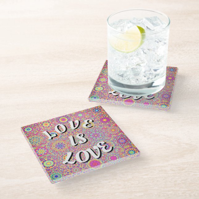 Liebe ist Liebe Prix Glass Untersetzer (Schrägansicht)