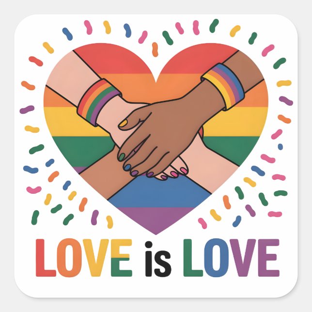 Liebe ist Liebe Quadratischer Aufkleber (Vorderseite)