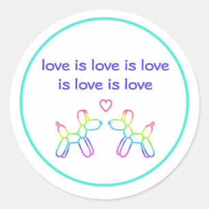 Liebe ist Liebe Rainbow Ballon Hunde Round Sticker