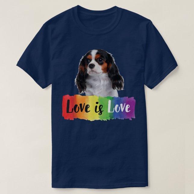 Liebe ist Liebe Rainbow Dog Cavalier King Charles  T-Shirt (Design vorne)