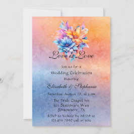 Liebe ist Liebe Rainbow Floral Wedding Einladung