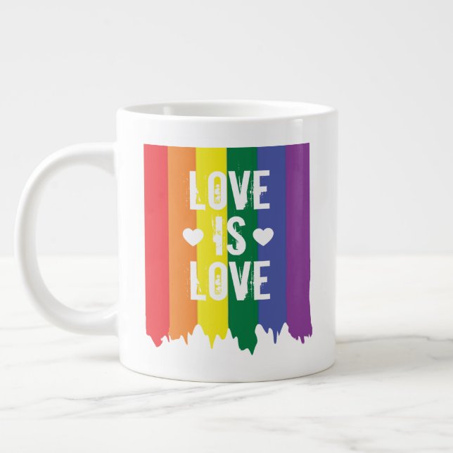 Liebe ist Liebe Rainbow Gay Pride LGBT Jumbo-Tasse (Links)