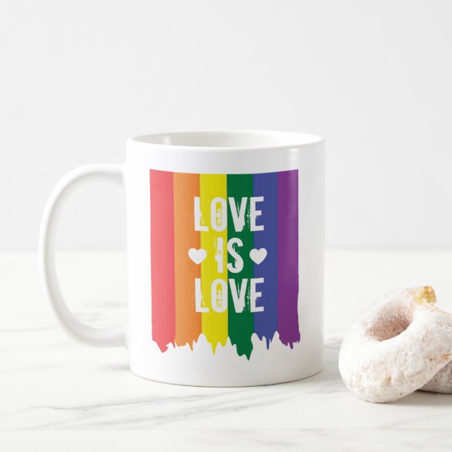 Liebe ist Liebe Rainbow Gay Pride LGBT Lauffarbe Kaffeetasse (Mit Donut)