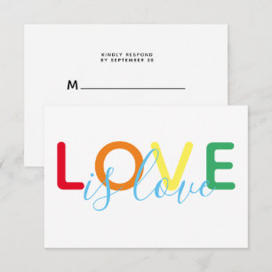 Liebe ist Liebe Rainbow Gay Wedding RSVP Karte