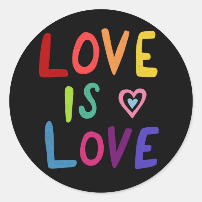 LIEBE IST LIEBE Rainbow Handlettern Set von Runder Aufkleber (Vorderseite)