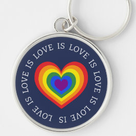 Liebe ist Liebe Rainbow Heart LGBTQ Pride Navy Blu Schlüsselanhänger