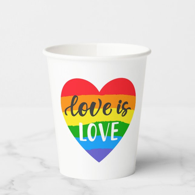 Liebe ist Liebe Rainbow Heart Pappbecher (Links)