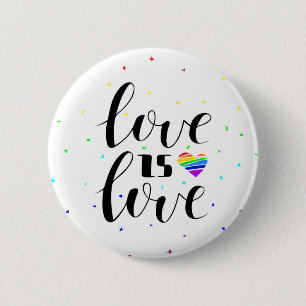 Liebe ist Liebe Rainbow Hearts Button