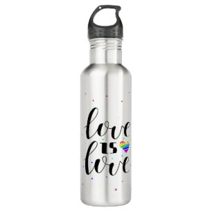 Liebe ist Liebe  Rainbow Hearts Edelstahlflasche