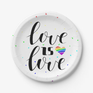 Liebe ist Liebe Rainbow Hearts Pappteller