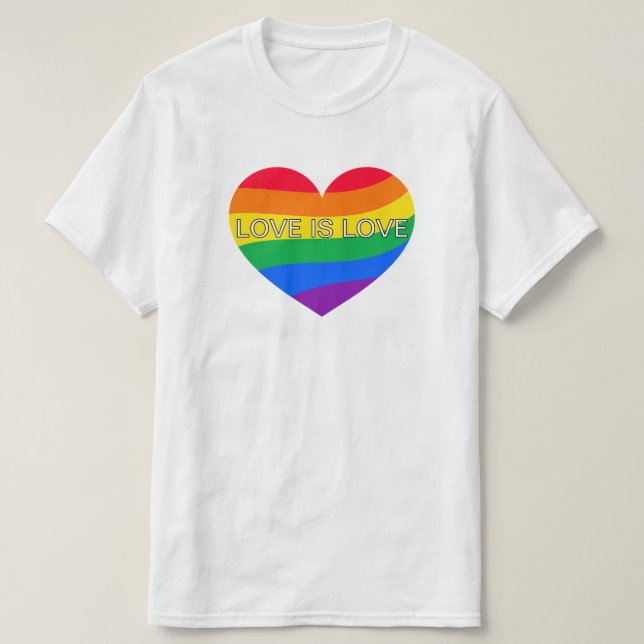 Liebe ist Liebe Rainbow Herz LGBTQ+ T - Shirt (Design vorne)