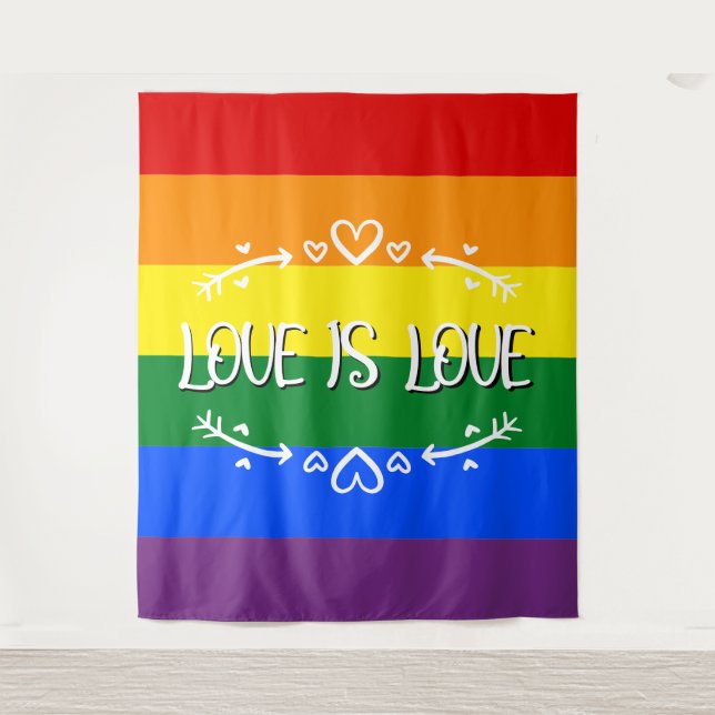 Liebe ist Liebe Rainbow LGBTQ Prix Hintergrund Wandteppich (Vorderseite)