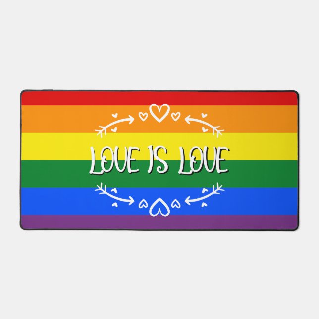 Liebe ist Liebe Rainbow LGBTQ Prix Schreibtischunterlage (Vorderseite)