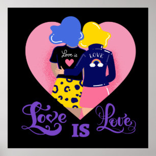 Liebe ist Liebe. Rainbow-Liebe. LGBT+Stolz. Poster