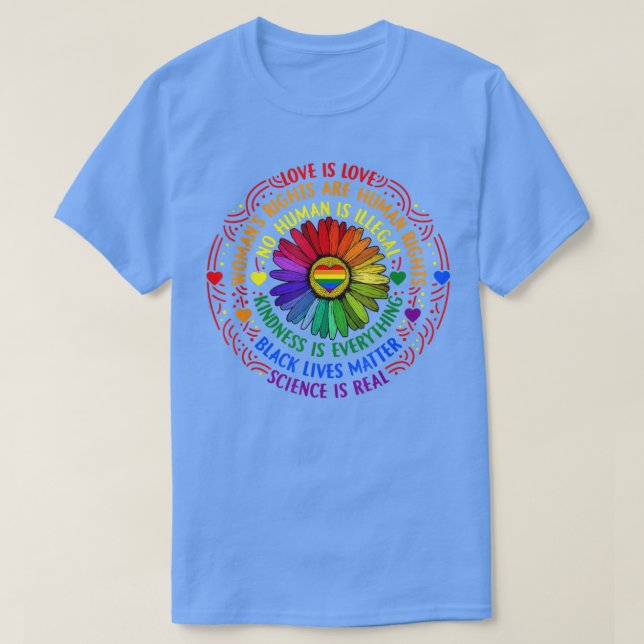 Liebe ist Liebe Rainbow Sunflower LGBT Gay Lesbian T-Shirt (Design vorne)