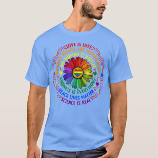 Liebe ist Liebe Rainbow Sunflower LGBT Gay Lesbian T-Shirt