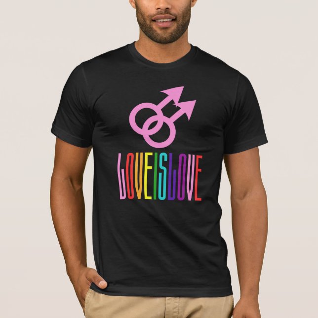 Liebe ist Liebe Rainbow Text LGBTQ Gay Pride T-Shirt (Vorderseite)