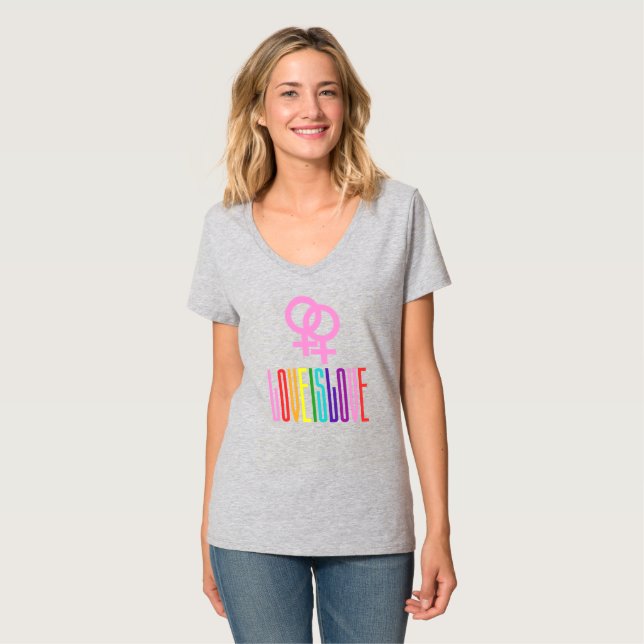Liebe ist Liebe Rainbow Text LGBTQ Lesben Prix T-Shirt (Vorderseite Vollansicht)