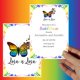Liebe ist Liebe Rainbow Theme Brautparty Einladung