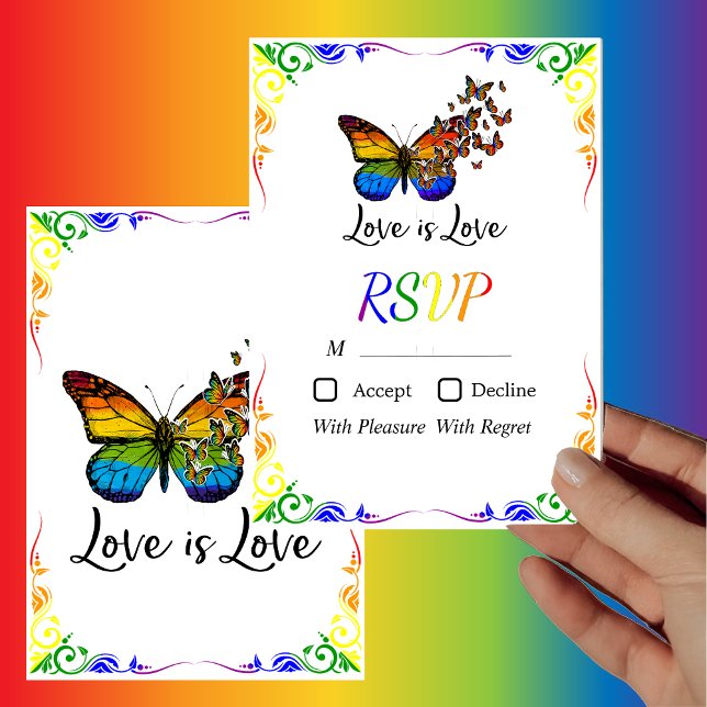 Liebe ist Liebe Rainbow Theme Wedding RSVP Card Einladung (Von Creator hochgeladen)