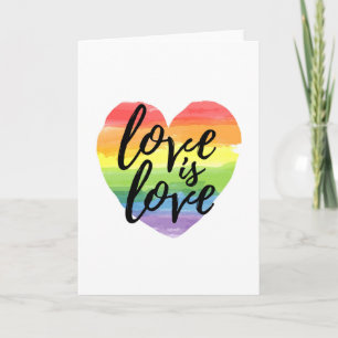 Liebe ist Liebe Rainbow Watercolor Herz Karte