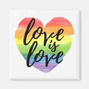Liebe ist Liebe Rainbow Watercolor Herz Magnet