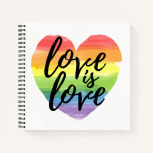 Liebe ist Liebe Rainbow Watercolor Herz Notizbuch