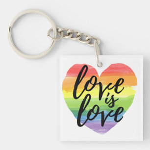 Liebe ist Liebe  Rainbow Watercolor Herz Schlüsselanhänger