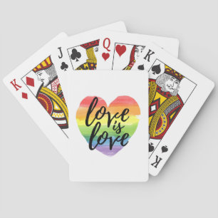 Liebe ist Liebe Rainbow Watercolor Herz Spielkarten